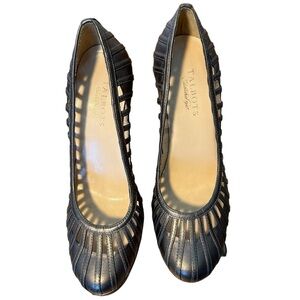 Talbots pewter bronze  pewter leather heels in like new condition.